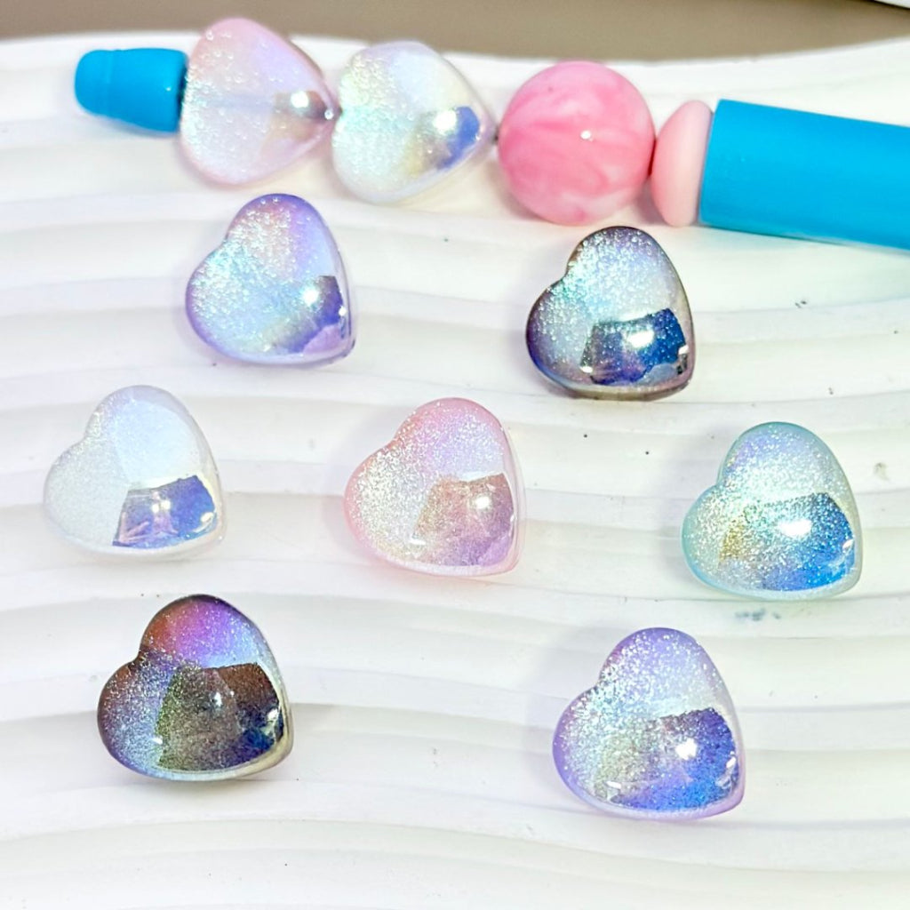 Bling Bling Glittery Colorful Clear Star Heart Four Leaf Clover Shape Acrylic Beads, Around 15MM, Please Read the Description