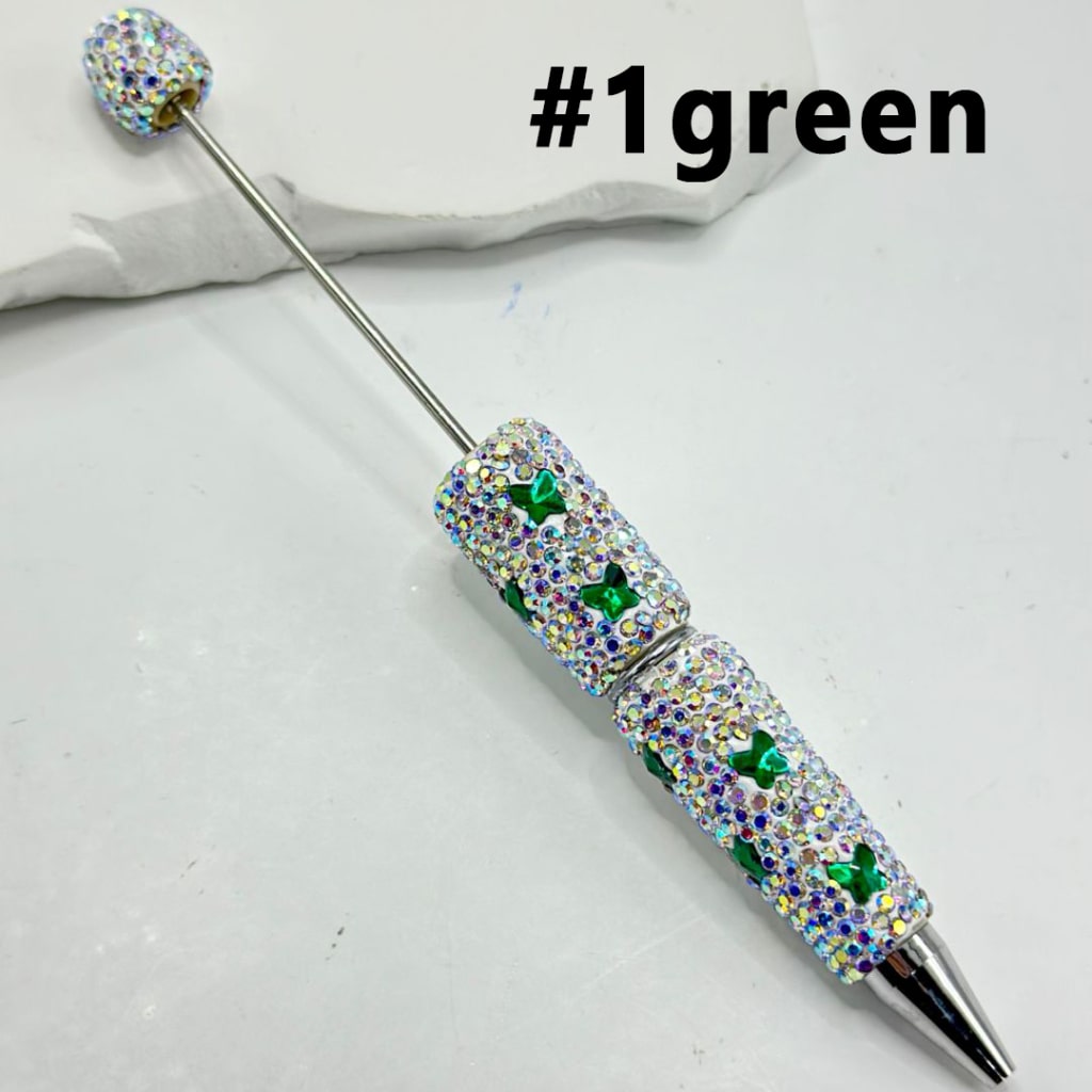 Beadable Clay Pens with Multi-Color Butterflies Mini AB Rhinestones Covered the Entire Pen