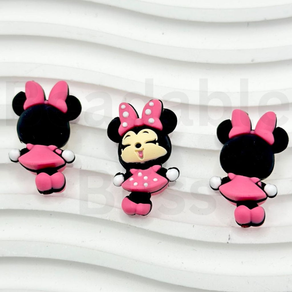 3D Vivid Cute Pink Minni Disne Silicone Focal Beads