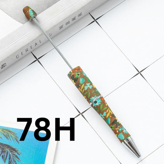 Colorful Flowers with Leaf Printed Beadable Pens Number 78H