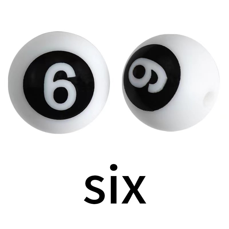 Numbers Printed Silicone Focal Beads 15mm