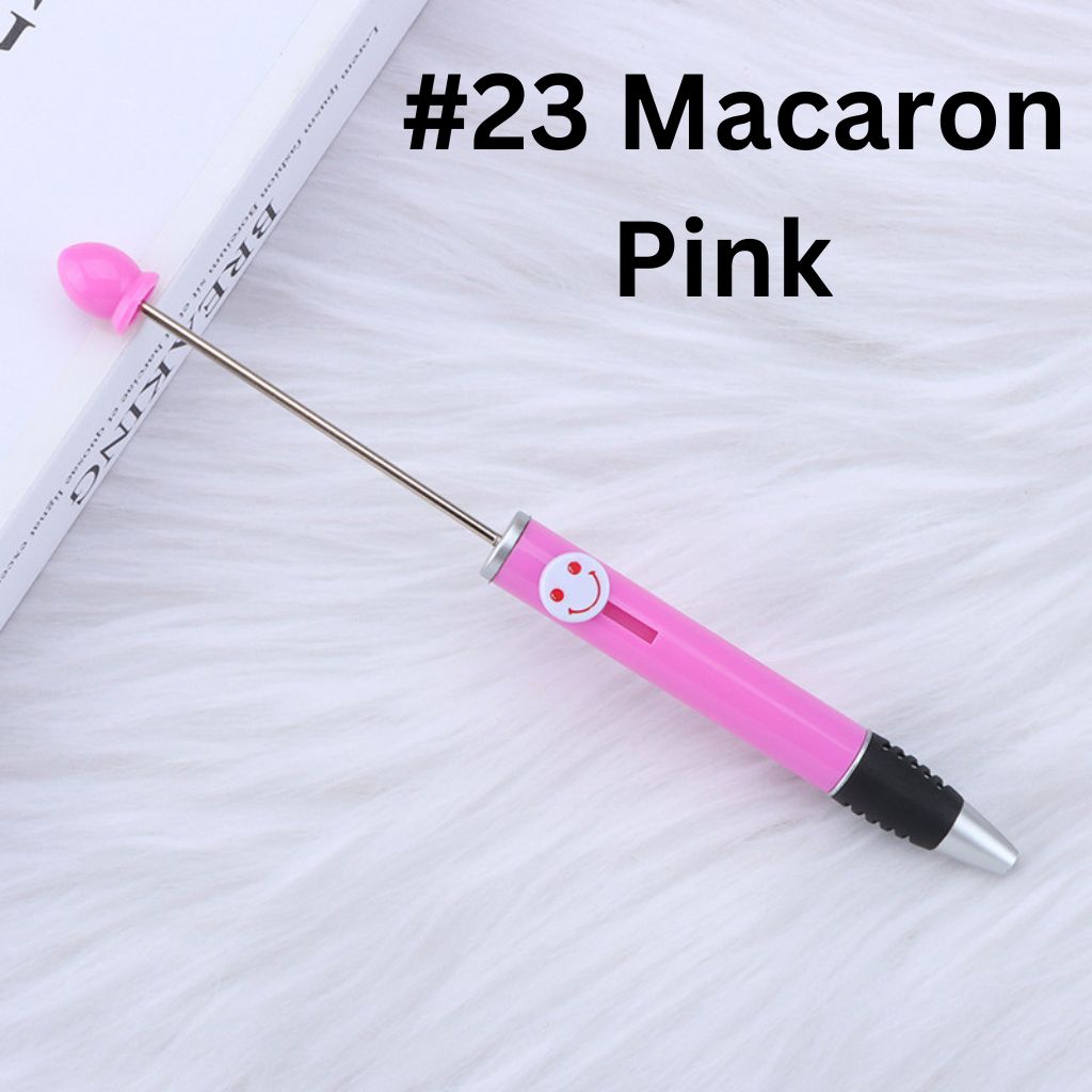 Fashionable DIY Plastic  Beadable Pen with Smile Emoji in Solid Colors