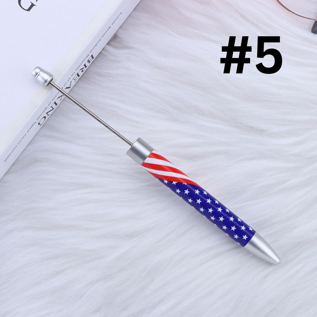 DIY Beadable Plastic USA America National Flags Printed Pens, 167MM