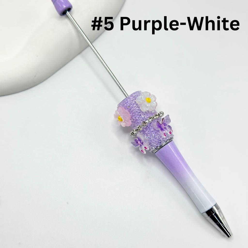 Sugar Wrap Beadable Pens in Ombre Colors with Resin Small Flowers Butterflies and Clear Rhinestones