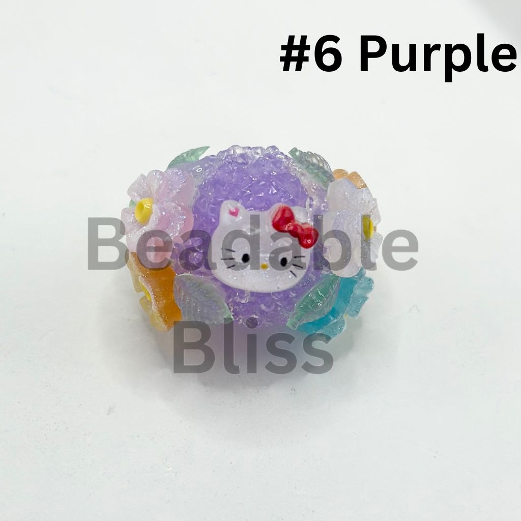 Jelly Color Sugar Acrylic Beads with Luminous Double Layer Flower and Cat Cartoon Bead, 20MM by 27MM