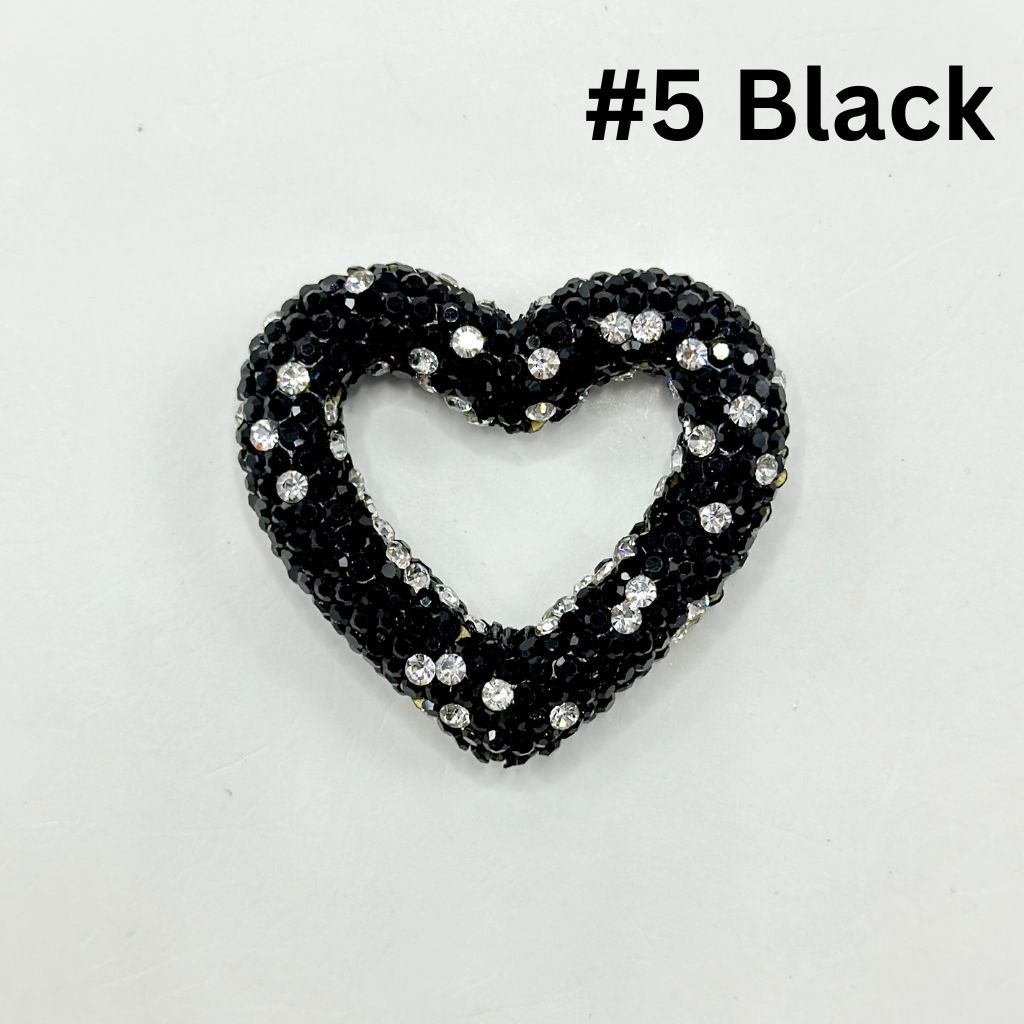 Bling Bling Heart Frame Clay Beads with Rhinestones, 48MM by 42MM