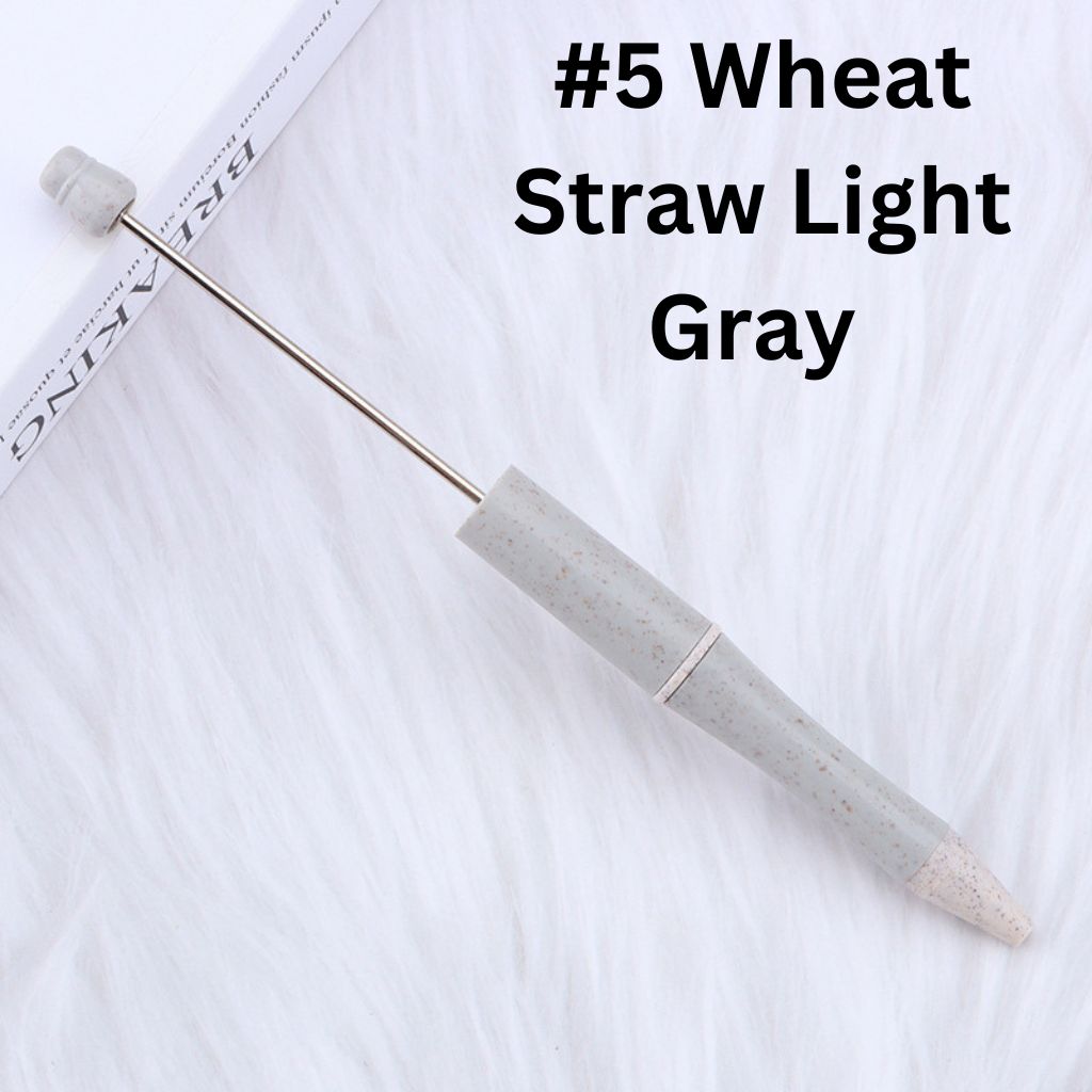 Environmental Wheat Straw Theme DIY Plastic Beadable Pen in Solid Colors, 147MM