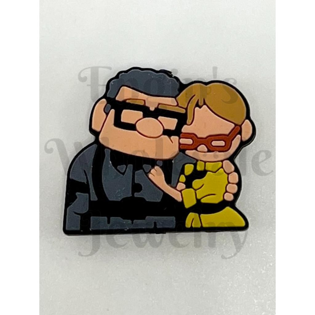 Cartoon Carl and Ellie Couple Silicone Focal Beads