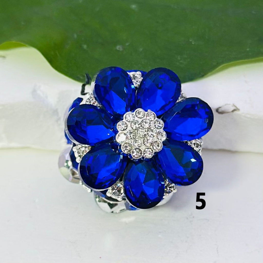 Bling Bling Fancy Silver Alloy Flower with Clear & Colorful Rhinestones Oval Pearls Clay Beads, 25MM