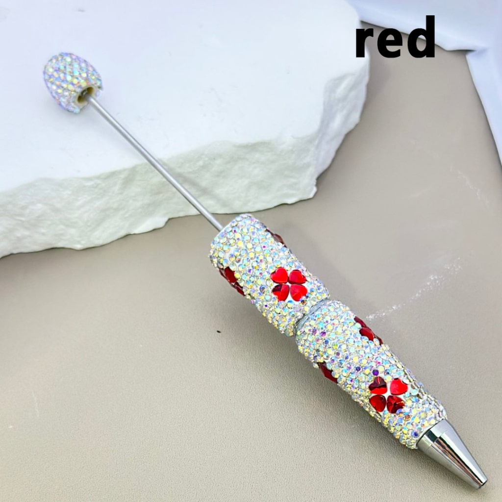 Beadable Clay Pens with Colorful Hearts Mini AB Rhinestones Covered the Entire Pen