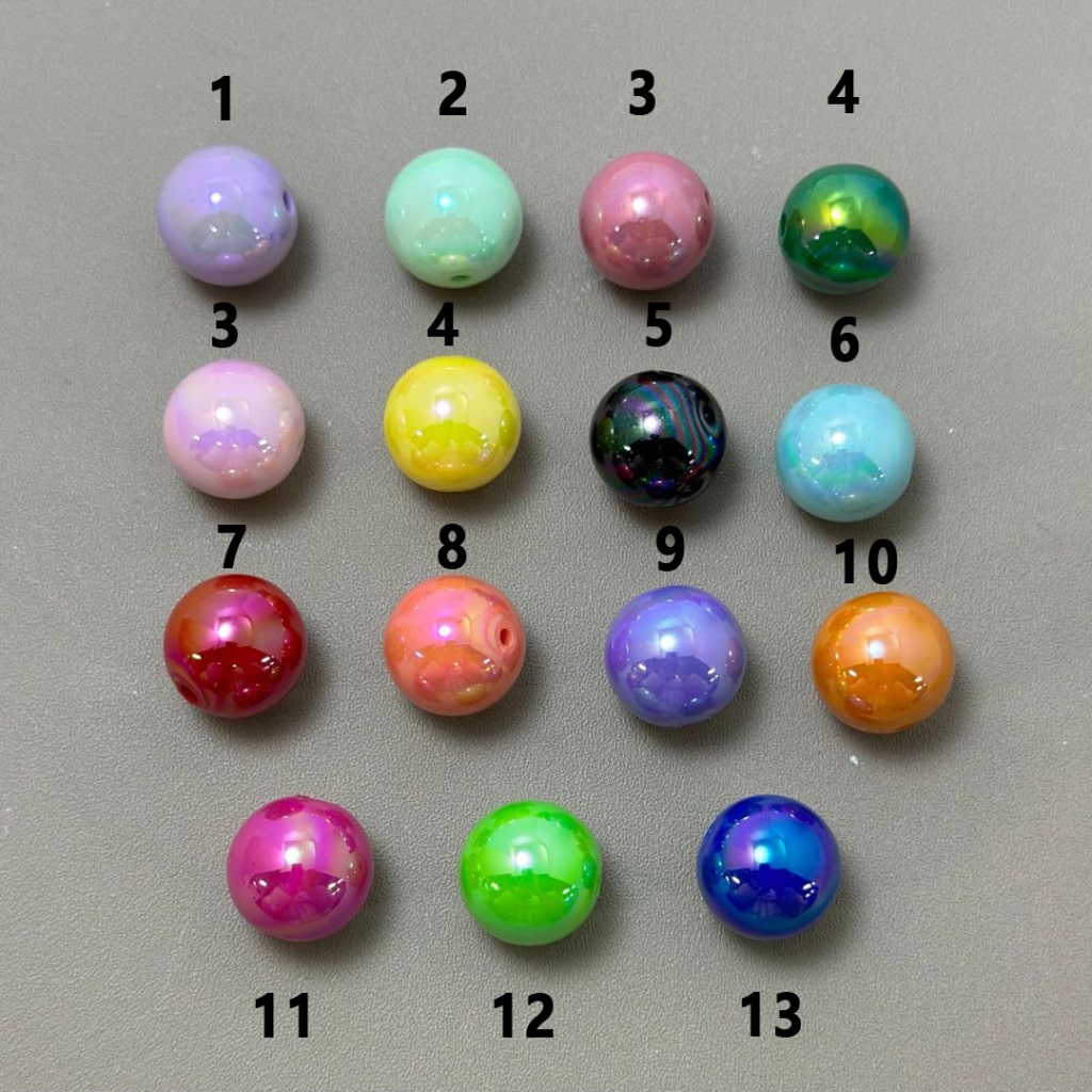 AB Coating Glossy Colorful Round Acrylic Beads, 16MM, Not UV Coating, Please Read the Description