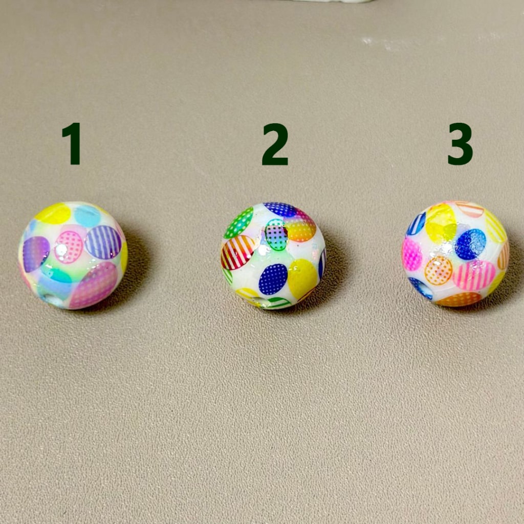 UV Finish Colorful Easter Series Round Acrylic Beads, 16MM, Please Read the Description