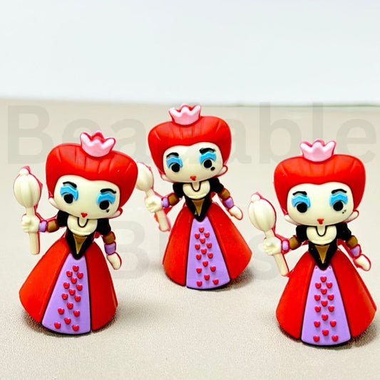 3D Queen of Hear Alice in Wonderlan Silicone Focal Beads