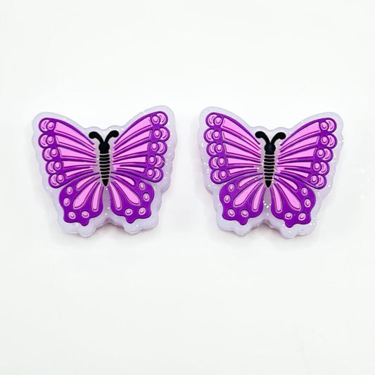 Vivid Cute Purple Butterflies Silicone Focal Beads