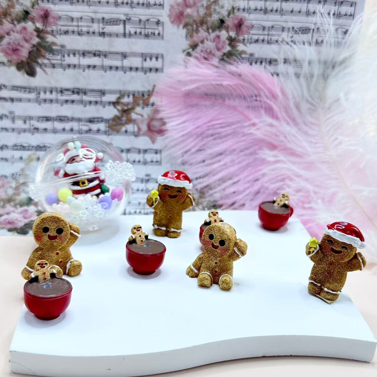 Vivid Cute Gingerbread Christmas Pen Topper Acrylic Beads, Around 26MM Long