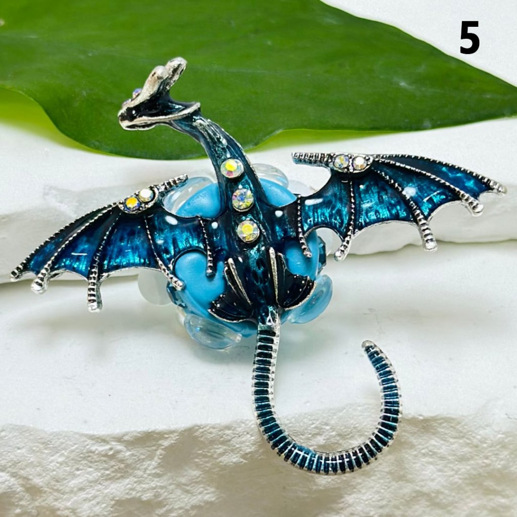 Exquisite Fancy Colorful Alloy Pterosaur Dragon with Mini AB Rhinestones White Pearls Hearts Butterflies Mini Flowers Clay Beads, Around 60*66MM