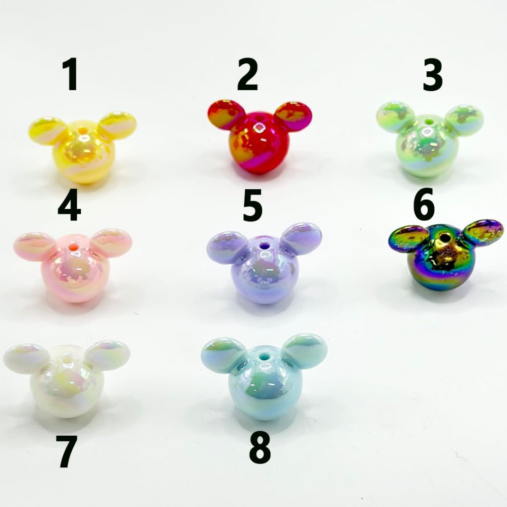 UV Finish Shiny Multi-Color Micki Mouse Head Acrylic Beads, Around 29*23MM