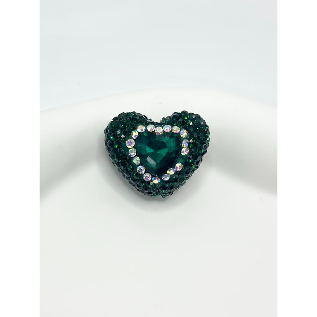 Bling Bling Sparkling Heart Clay Beads with Colorful Rhinestones, 20mm by 26mm