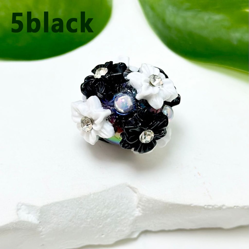 Mini Cute Colorful Flowers Clear Rhinestone Inside Shiny Pearls Round Acrylic Beads, Around 22MM