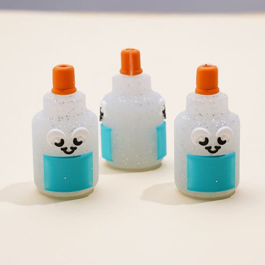 3D Mini Cute Glitter Bottle Cup Silicone Focal Beads