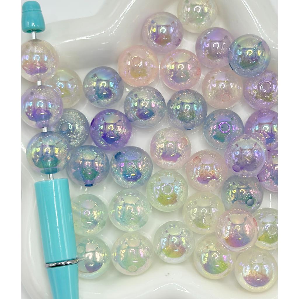 Bling Bling Glossy Luminous Shooting Star Effect Round Acrylic Beads, 16MM