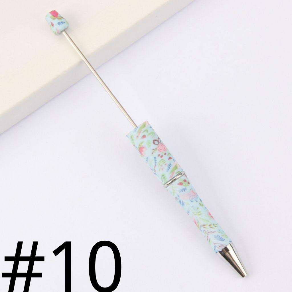 Light Blue Floral with Pink Roses Printed Beadable Pens Number 10