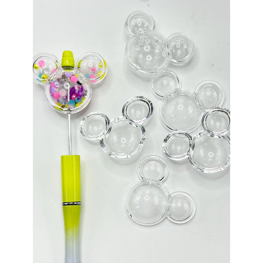 Clear Beads, Transparent and Fillable Acrylic Beads with Mouse Head Shape, 38*48mm, Please Read the Description