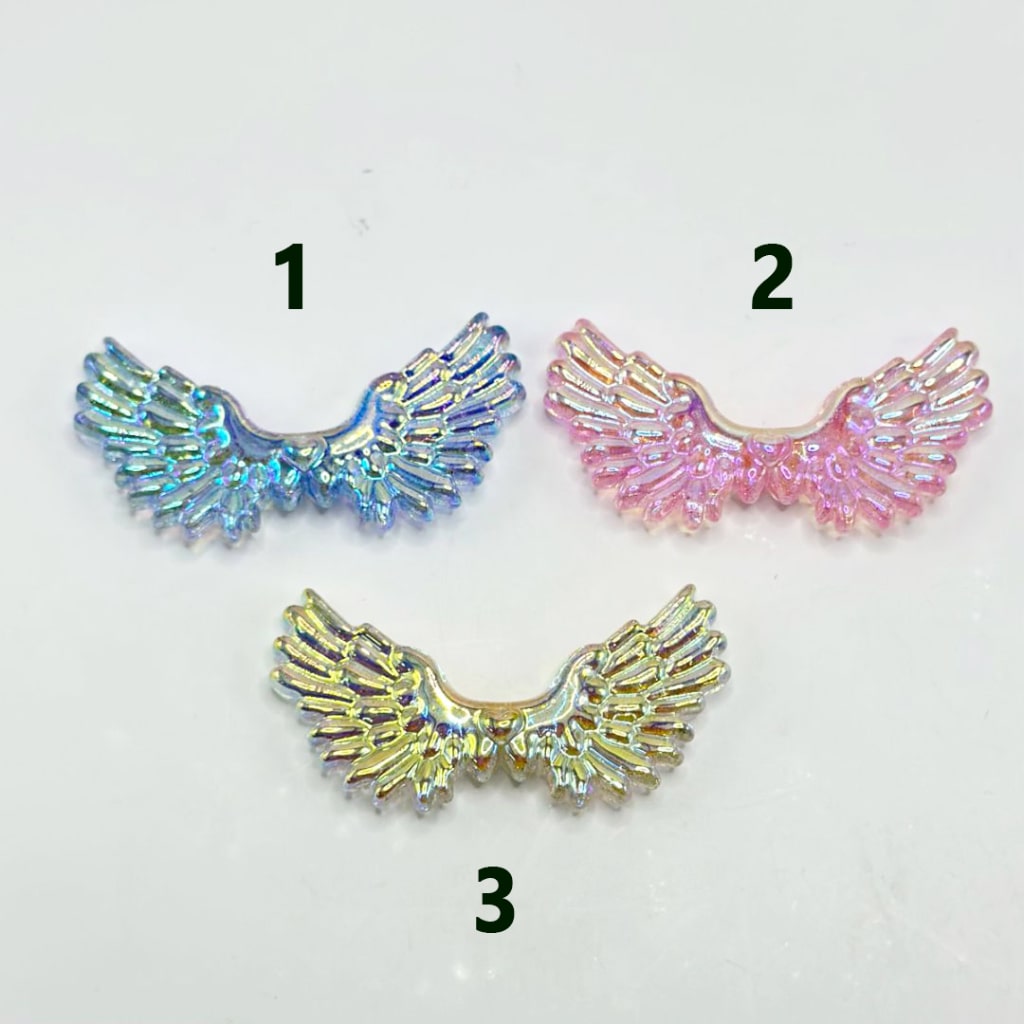 UV Finish Shiny Wings Acrylic Beads, Random Mix, 54*26MM