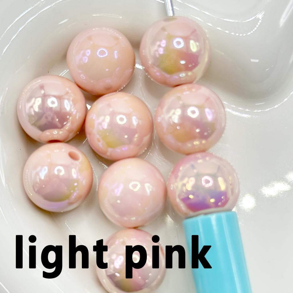 Candy Color Pastel Color Acrylic Beads with UV Plating, Glow in the Dark Luminous, 16mm, Random Mix Color, YT