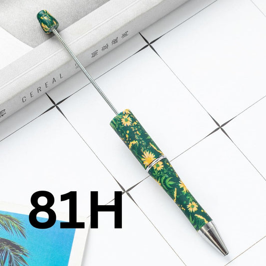 Green Colorful Flower Printed Beadable Pens Number 81H