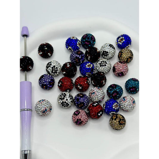 Circle with Flower Rhinestone Beads 16mm, Random Mix