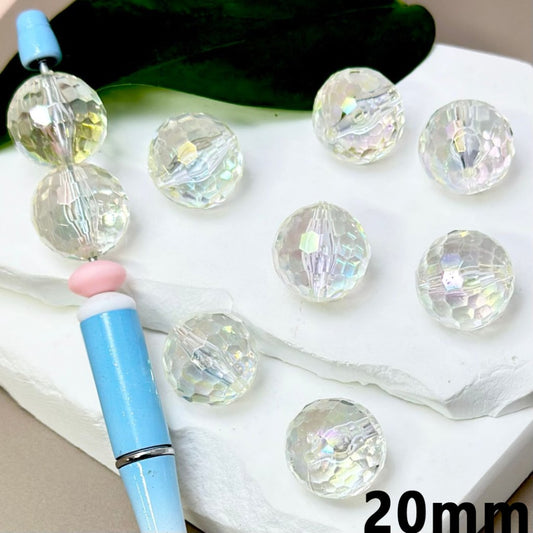 Bling Bling Clear Disco Round Acrylic Beads, 20MM