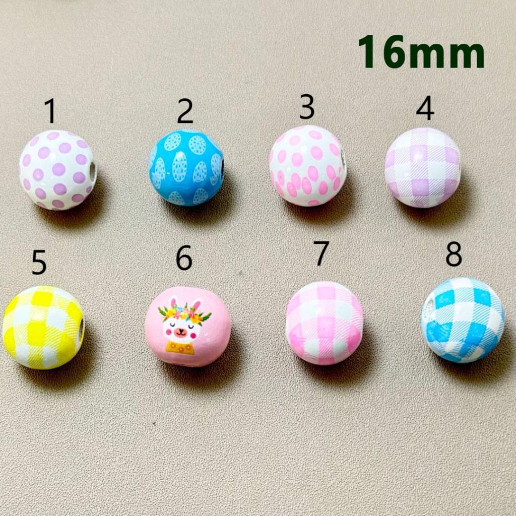 Cute Colorful Easter Round Wooden Beads, 16MM, Please Read the Description