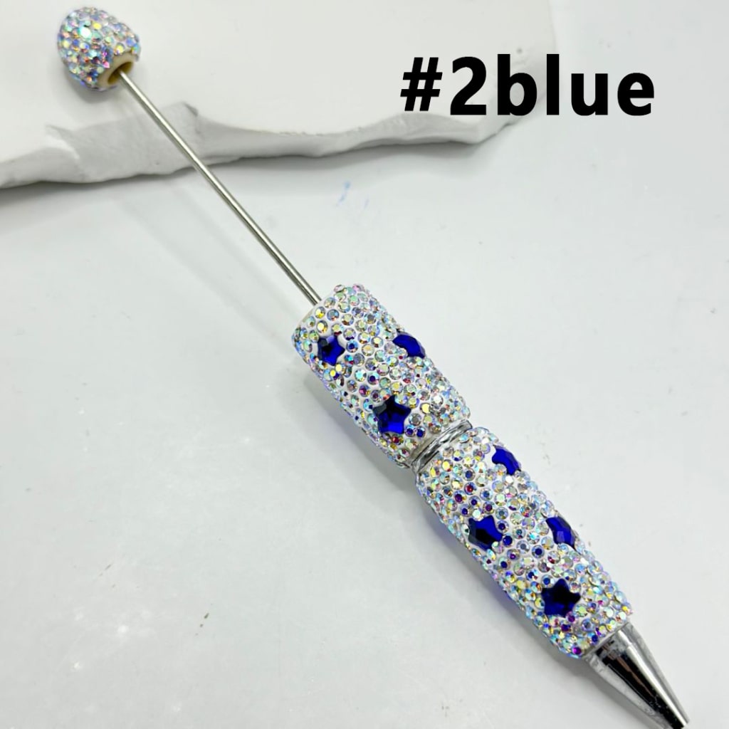 Beadable Clay Pens with Multi-Color Stars Mini AB Rhinestones Covered the Entire Pen