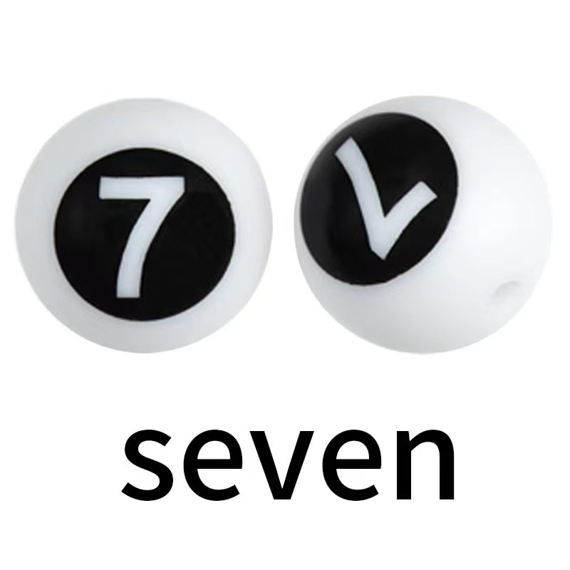 Numbers Printed Silicone Focal Beads 15mm