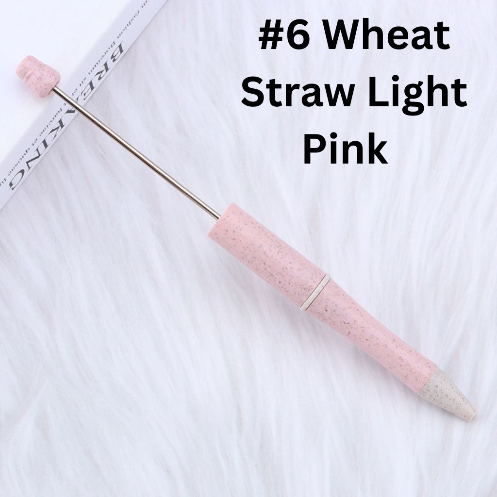 Environmental Wheat Straw Theme DIY Plastic Beadable Pen in Solid Colors, 147MM