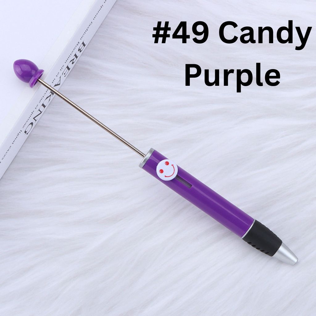 Fashionable DIY Plastic  Beadable Pen with Smile Emoji in Solid Colors