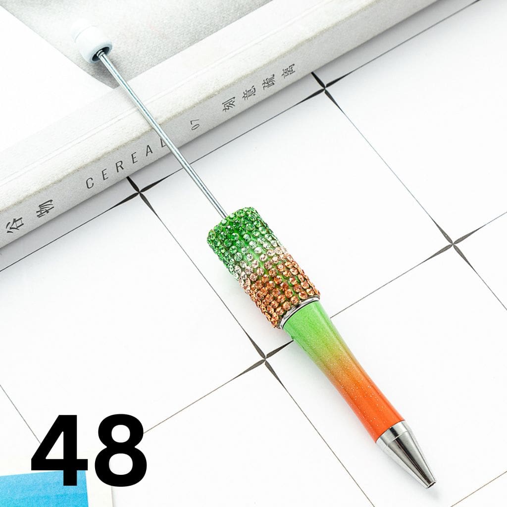 Beadable Pens in Ombre Colors with Ombre Colored Rhinestones - Rhinestone Beaded Pens