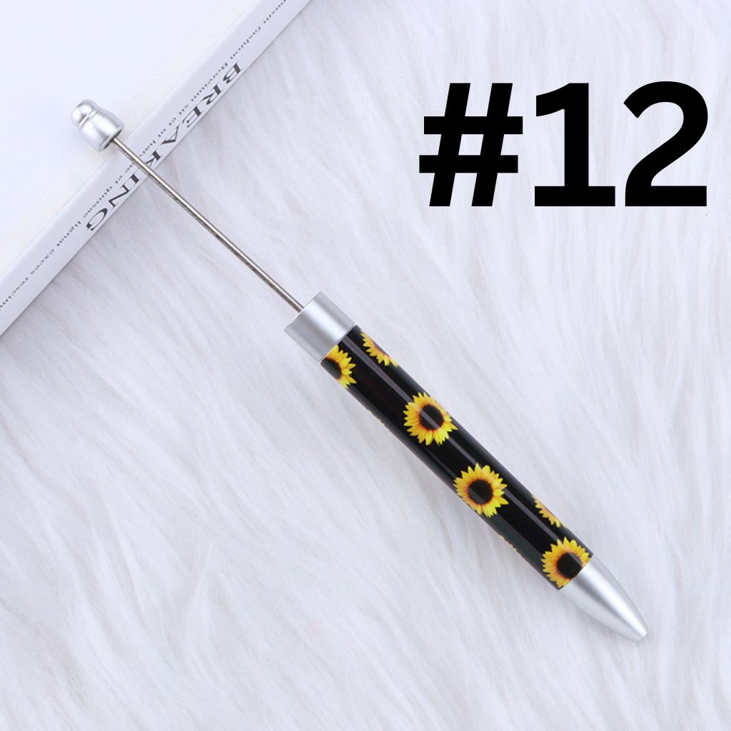 DIY Beadable Plastic Cute Sun Flowers Printed Pens, 167MM