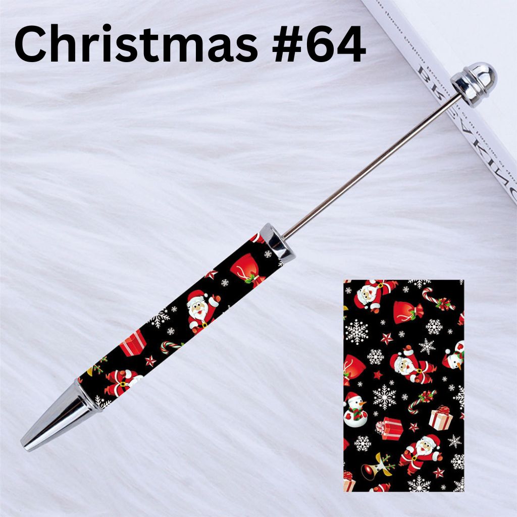 DIY Beadable Plastic Christmas Printed Pens, 149MM