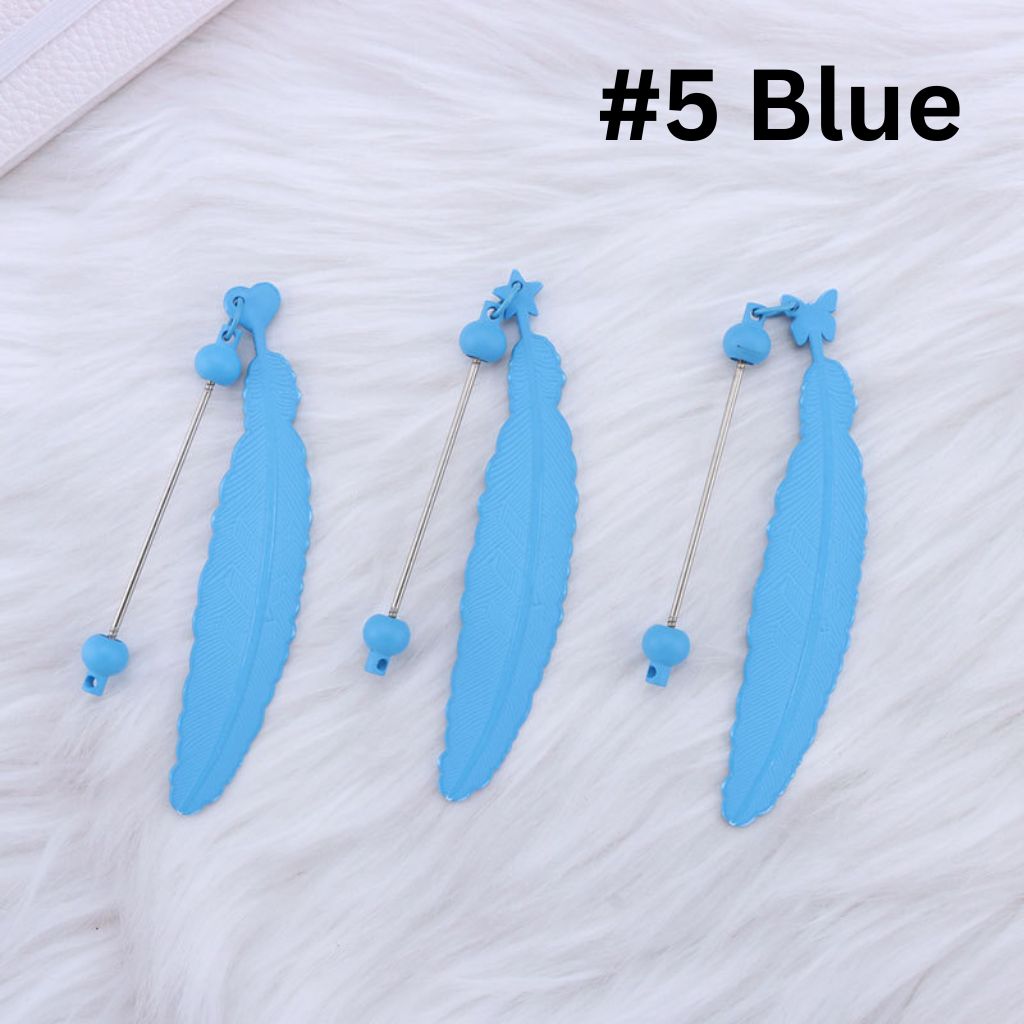 DIY Beadable Plastic Feather Shaped Bookmarks in Solid Colors, 147MM,  Important: Please Read the Description