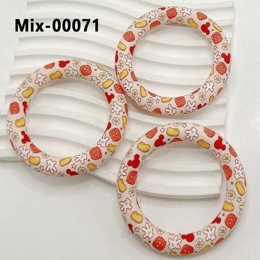 Cute Micki Head Hand Shoe Clothes Flower Silicone Ring Frame Bead Circle Round Soft Car Hanger Charm Loop 65mm