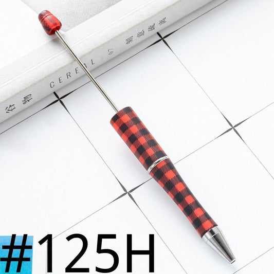 Red and Black Checkered Plaid Printed Beadable Pens Number 125H