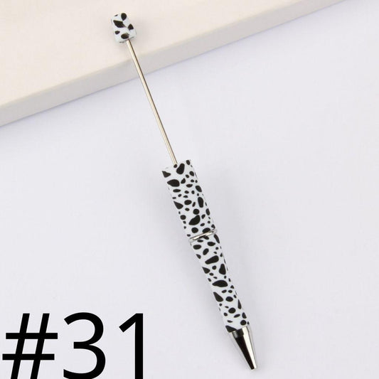 White and black Dalmatian print Printed Beadable Pens Number 31