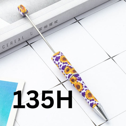 Purple Design with Sunflower Printed Beadable Pens Number 135H