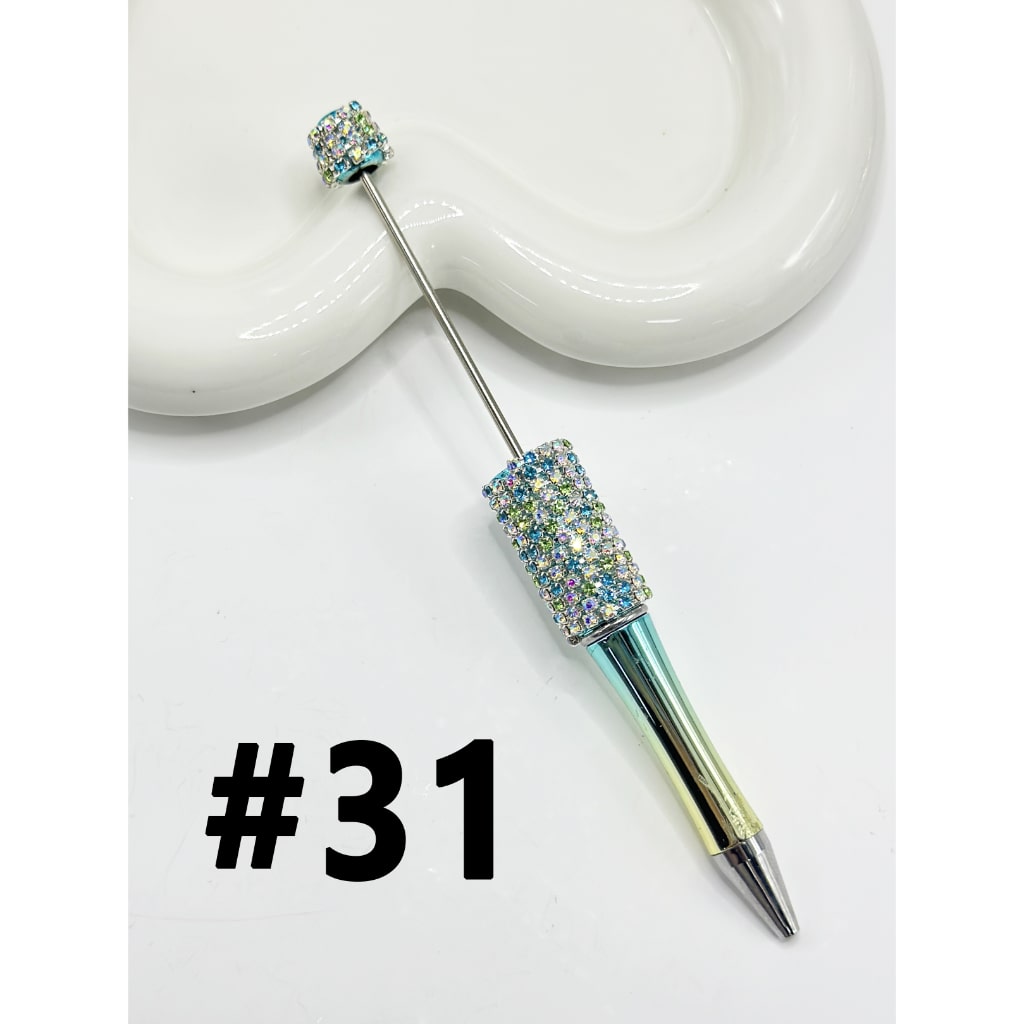 DIY Beadable Pen with Multi-Color Rhinestone Chain in Solid Colors