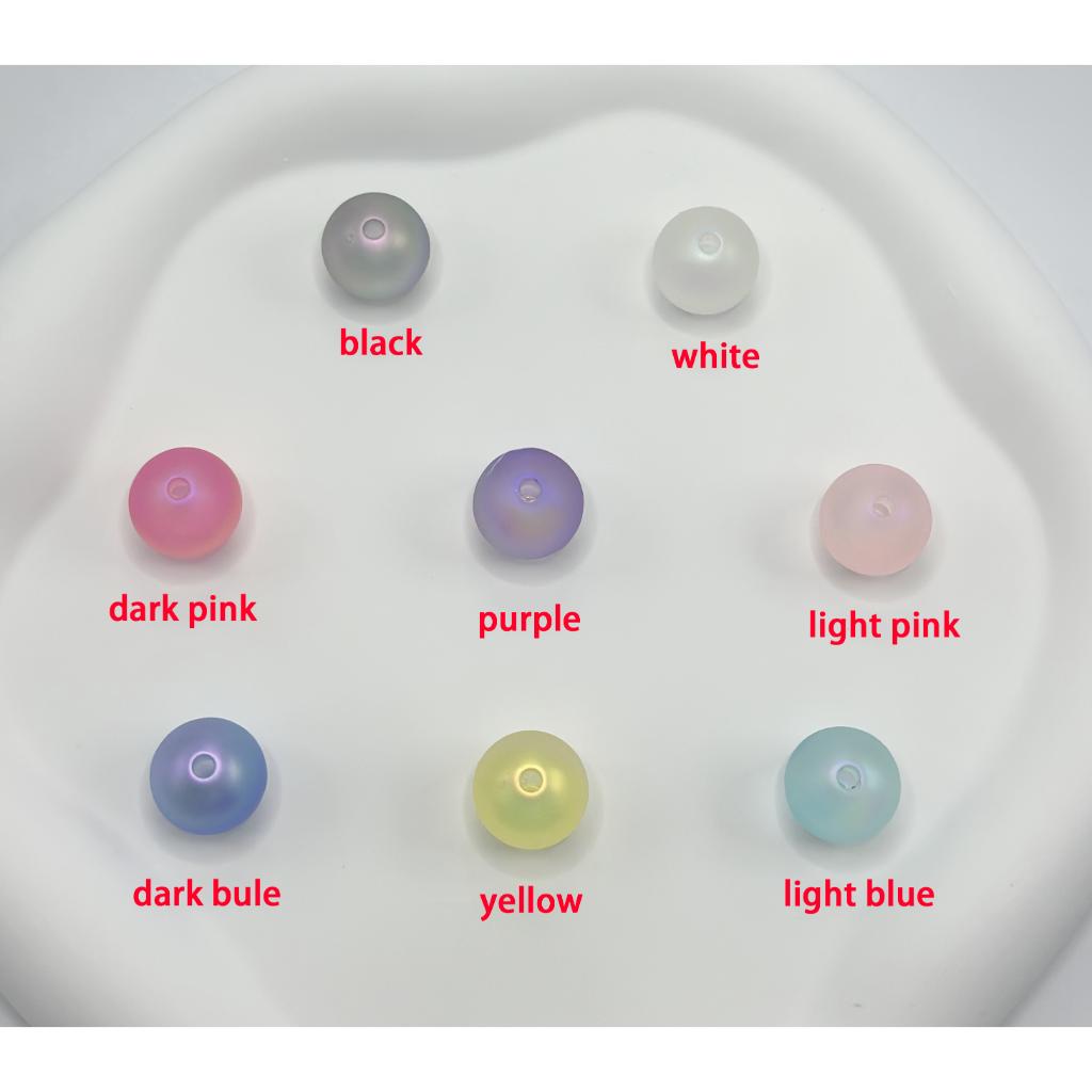 Jelly Color UV Rubber Coating Frosted Acrylic Beads, 16mm