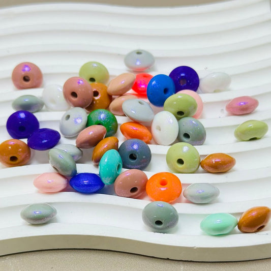 Glittery Silicone Lentil Beads Spacers Saucers in Solid Color, Random Mix, 12MM