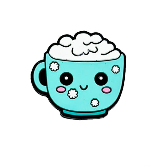 Cute Vivid Teal Cup Mug Glass Silicone Focal Beads