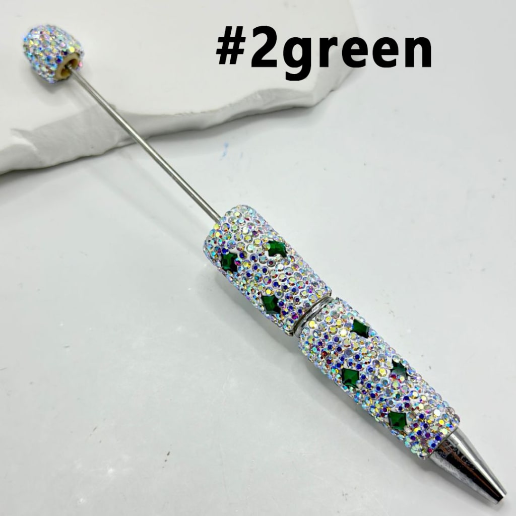 Beadable Clay Pens with Multi-Color Squares Mini AB Rhinestones Covered the Entire Pen